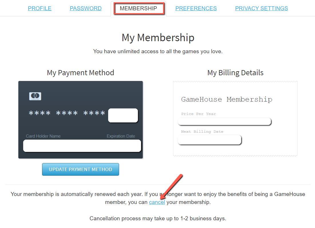 How do I cancel my membership? – GameHouse New